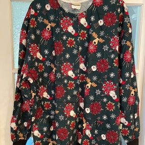 EUC Tafford XL CHRISTMAS Scrub Jacket. Snap front.